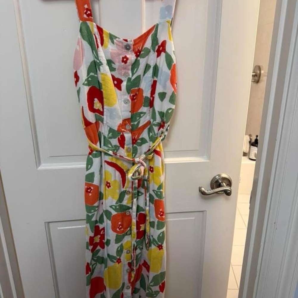 Rails Floral Midi Dress in White with Red, Orange, Yellow & Green